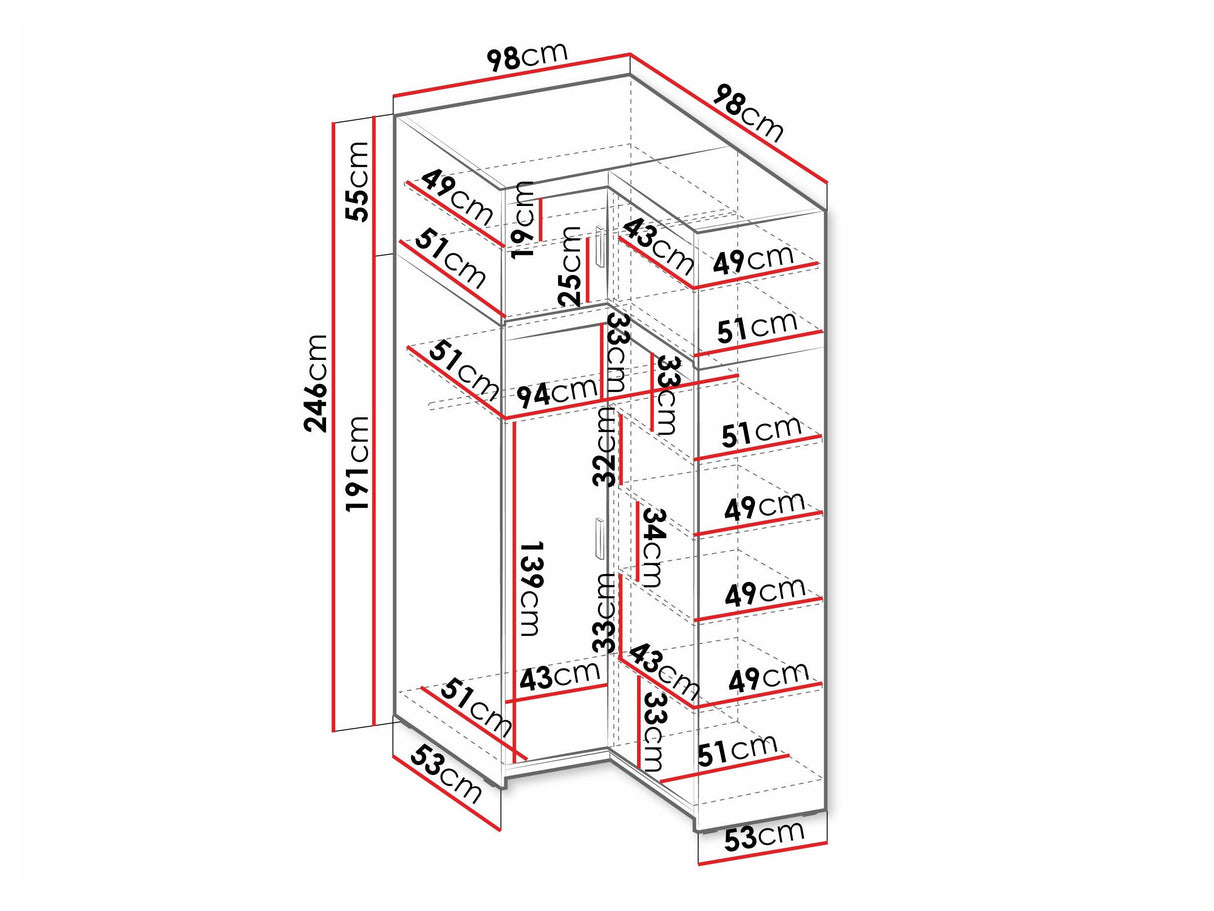 Sarokszekrény ELENA 2D NAROŻNA +, Szín: Sonoma tölgy 4453166