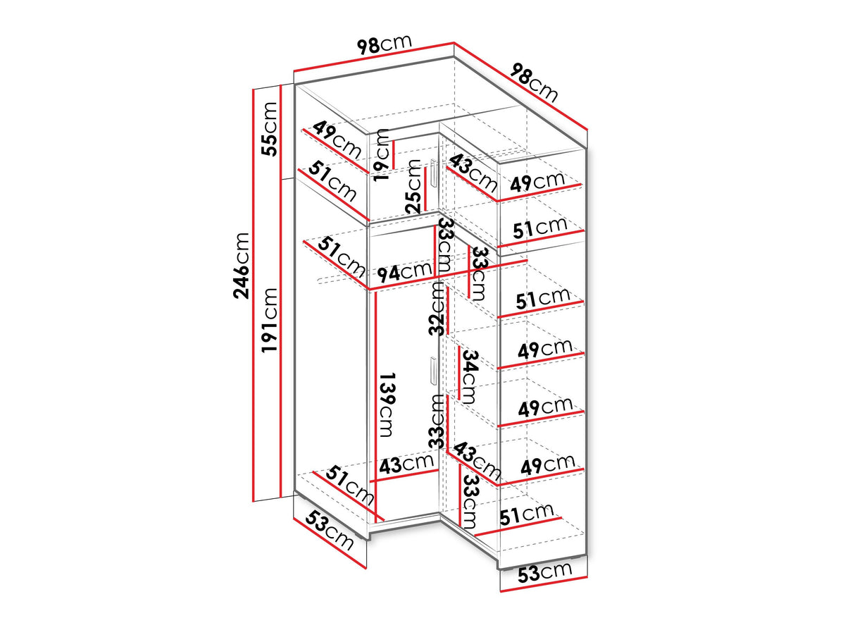 Sarokszekrény Elena 2D NAROŻNA +, Szín: Tölgy