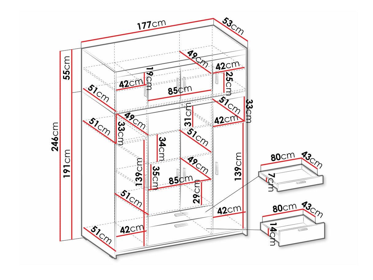 Gardróbszekrény ELENA (Melen 4D), Szín: Lefkas tölgy 4454405