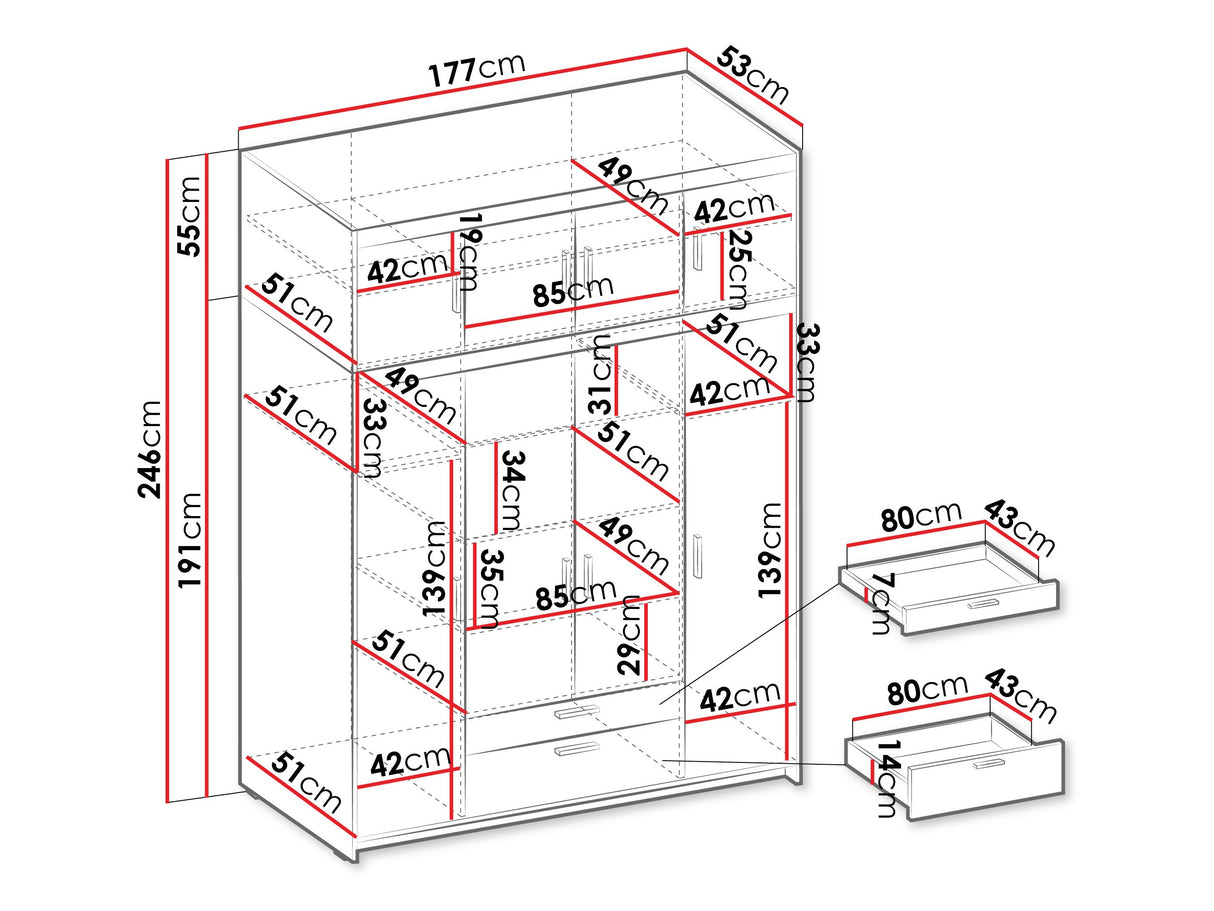 Gardróbszekrény Elena (Melen 4D), Szín: Tölgy