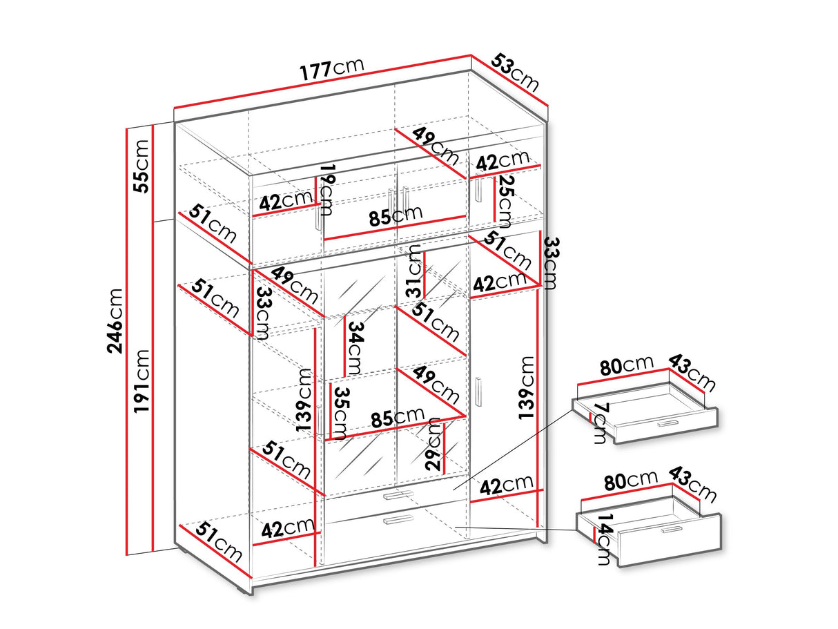 Gardróbszekrény Elena (Melen 4D) IV, Szín: Tölgy