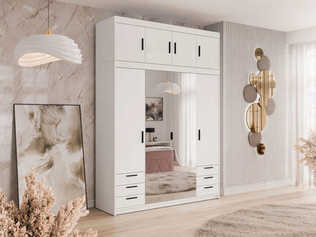 Gardróbszekrény ELENA 4D6S +, Szín: Fehér 4454555