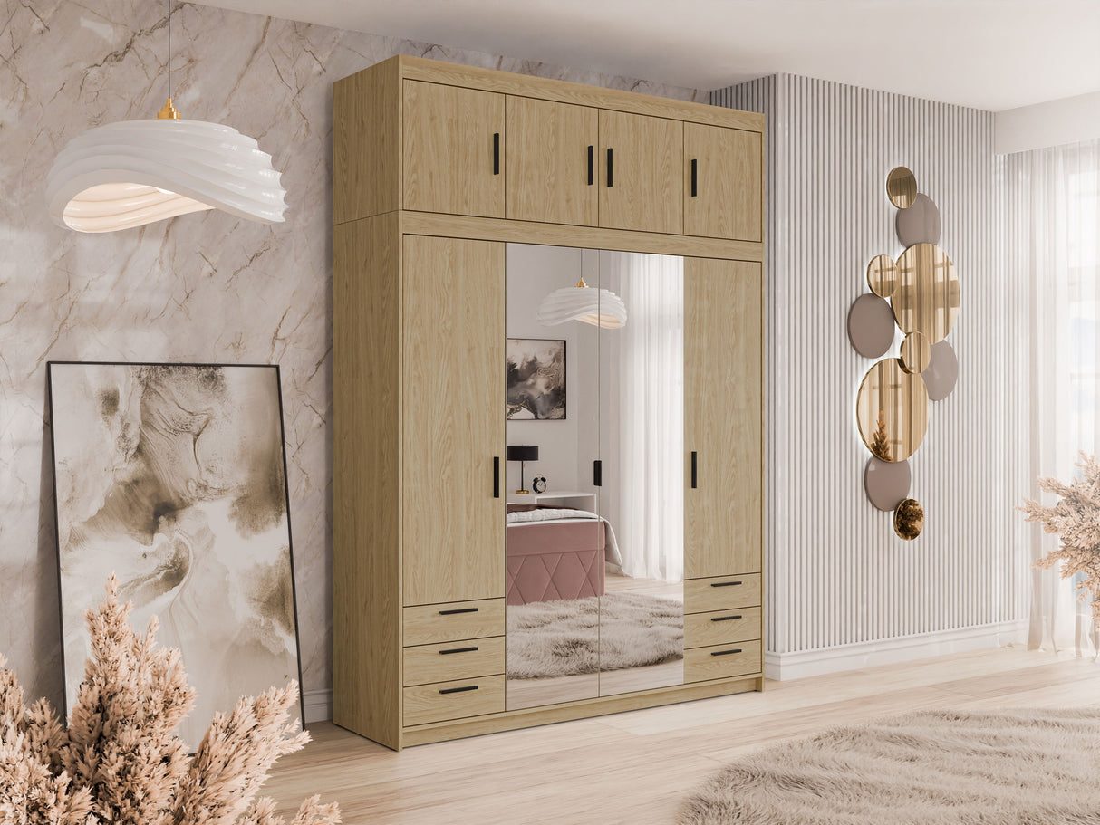 Gardróbszekrény Elena 4D6S +, Szín: Tölgy