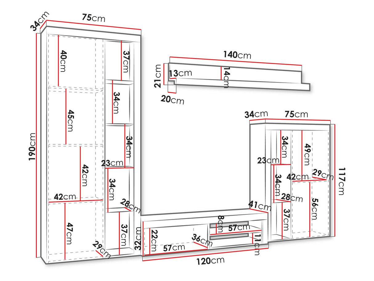 Nappali szett Rumba garnitúra (Rodos), -világítás: Nem, Szín: Fehér 4456249