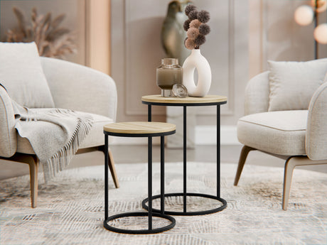 Oldalsó asztalok szett 2 stolików OMETI, Szín: Világos fa