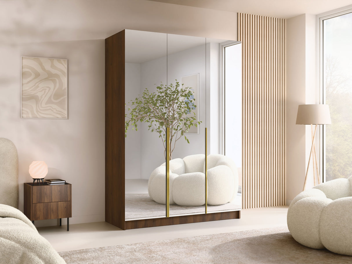 Gardróbszekrény CALIA III, Szín: Dió + Aranysárga