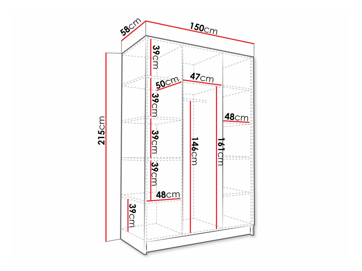 Gardróbszekrény CALIA III, Szín: Fehér + Aranysárga 4462291