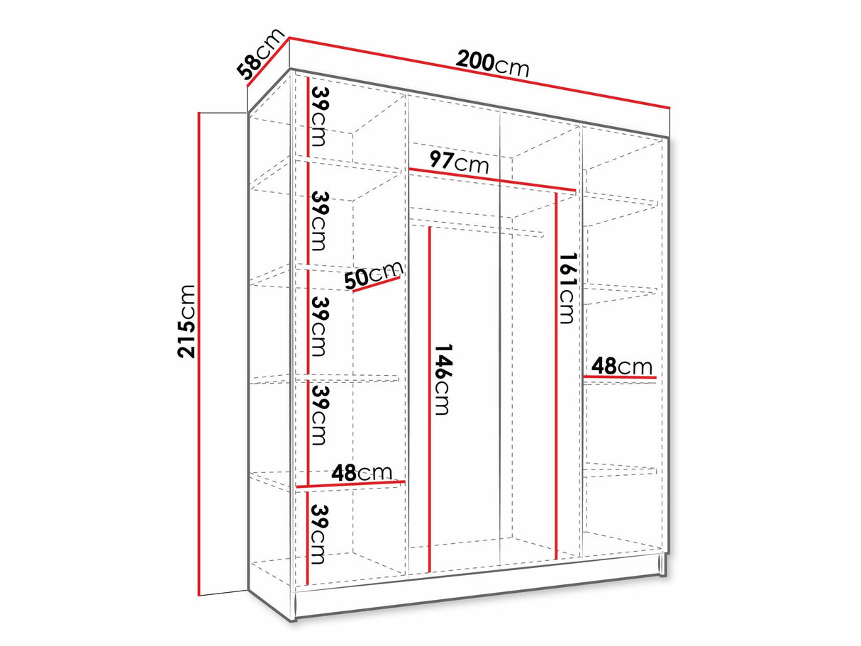 Gardróbszekrény SANTI III, Szín: Világos fa + Aranysárga 4462759