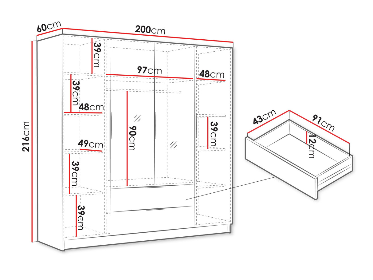 Gardróbszekrény SOFIA II 200, Szín: Kasmír, Fogantyú színe: 4463819
