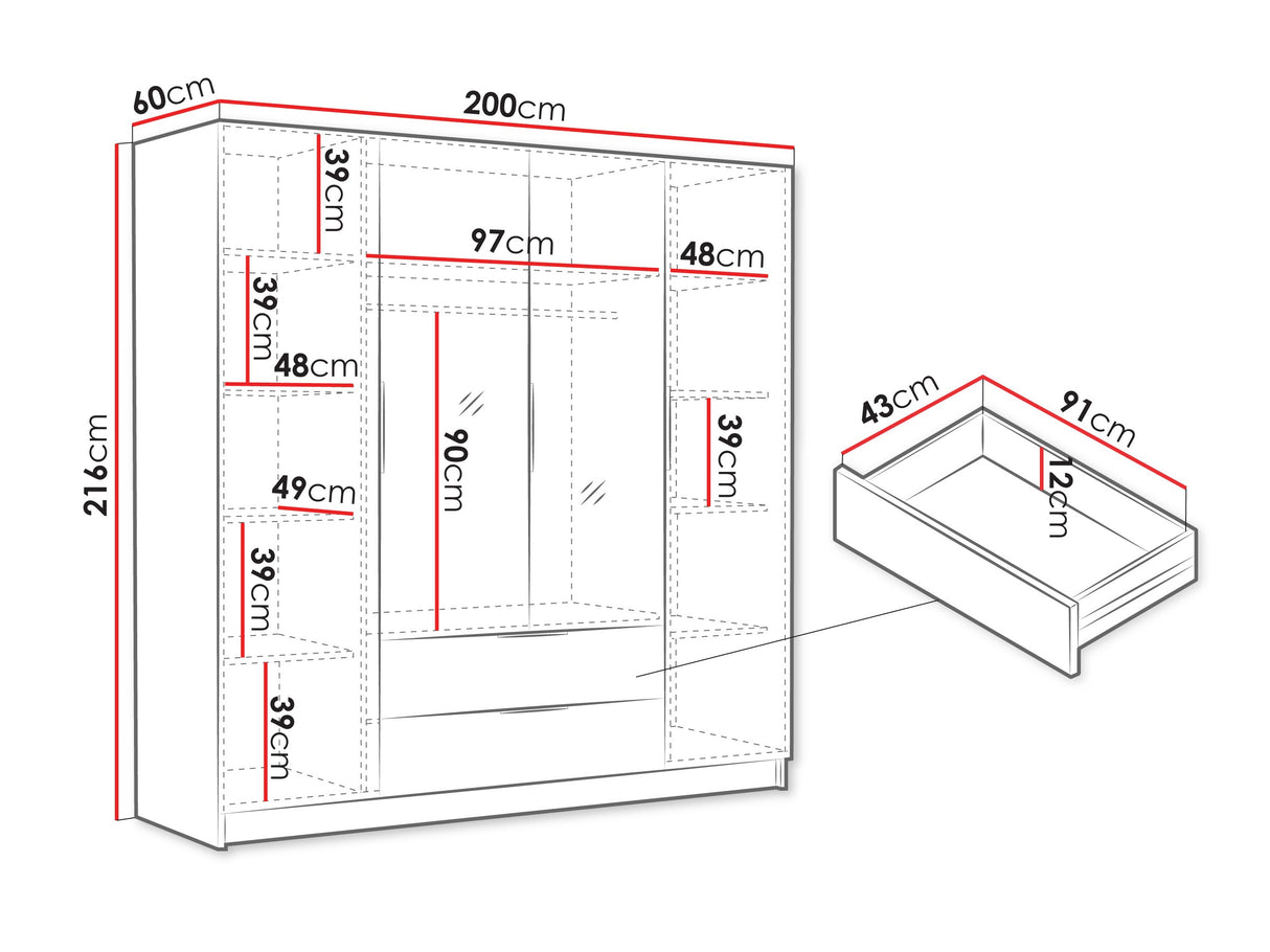 Gardróbszekrény SOFIA II 200, Szín:, Fogantyú színe: 4463824