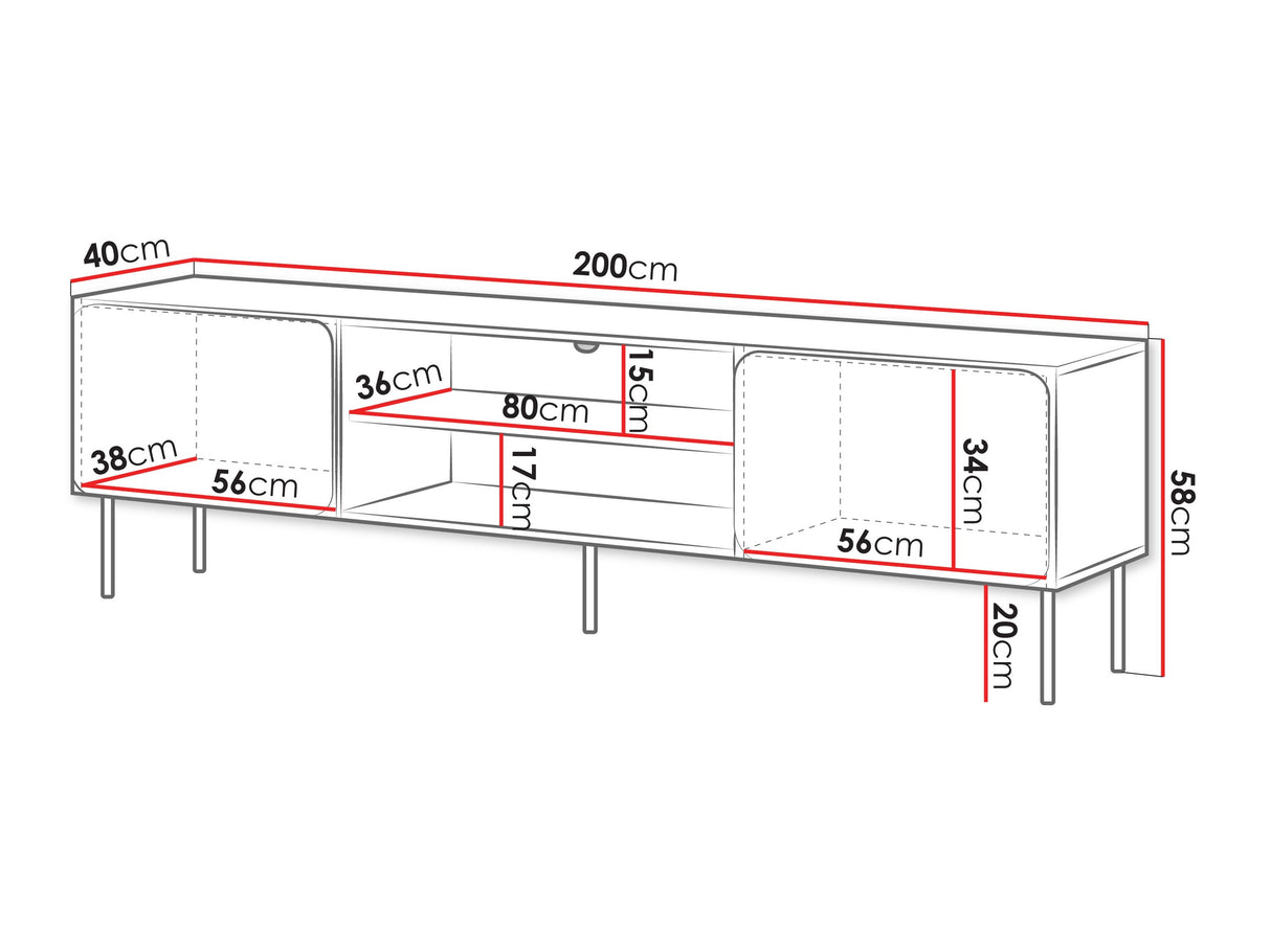 TV-állvány RTV 200 EF Rafael, Szín: Vörös toszkán