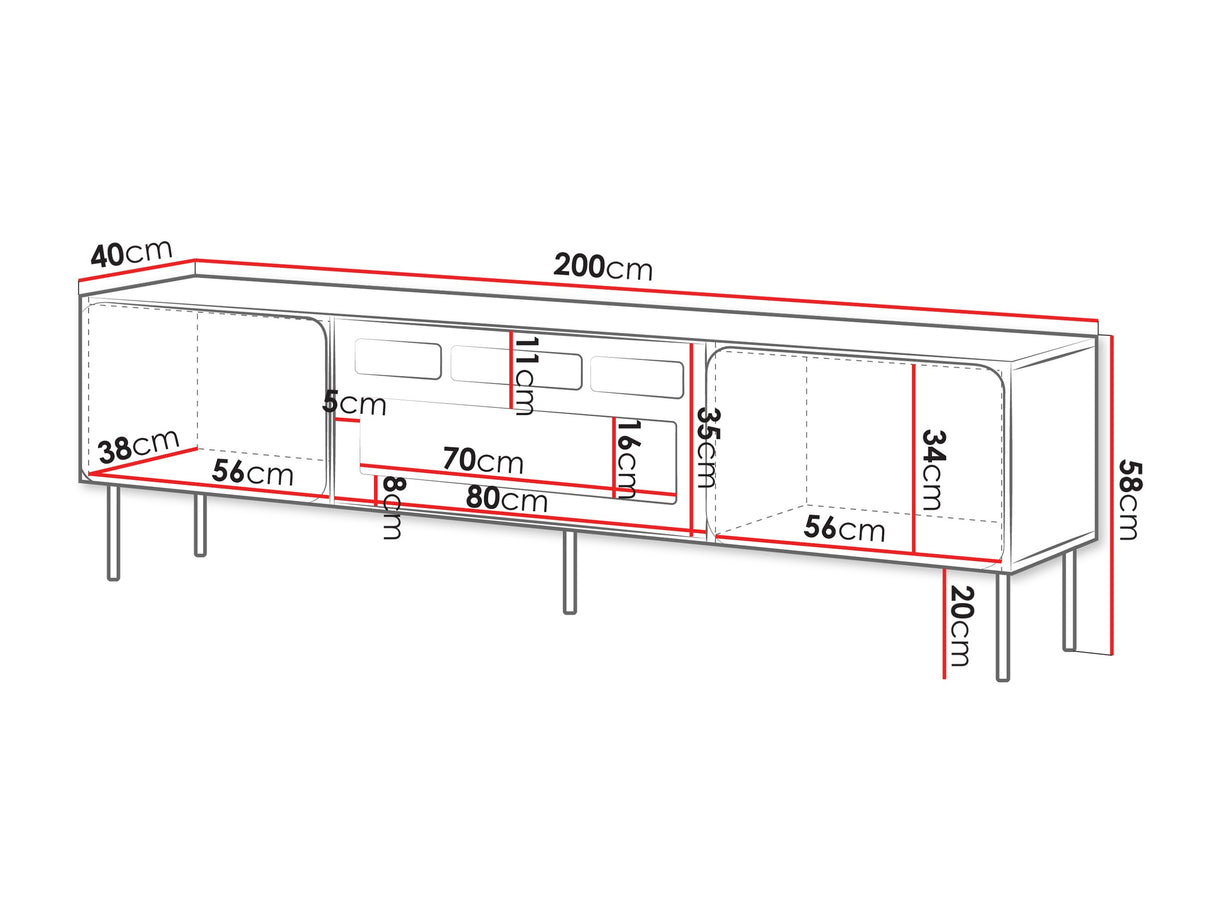 TV-állvány RTV 200 EF RAFAEL +, Szín: Vörös toszkán