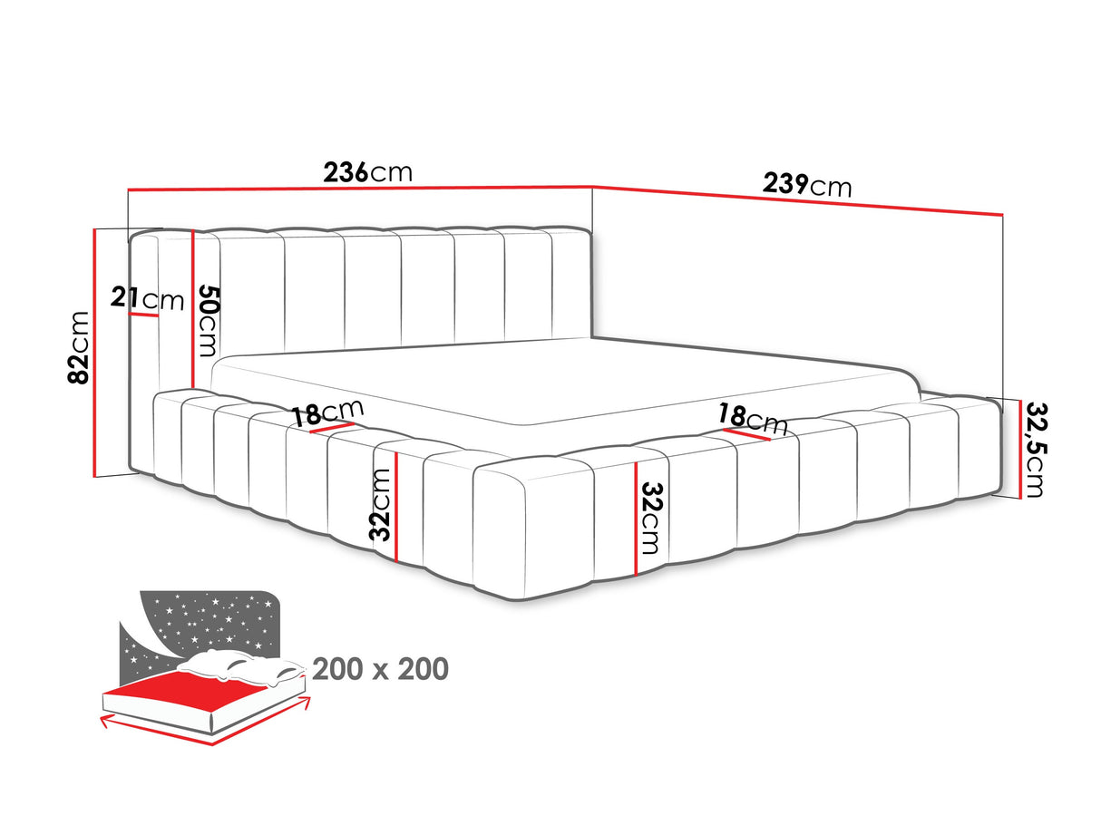 Ágy MAKIRA, Szín: Kronos 07, Alvó felület mérete: 200 x 200 cm