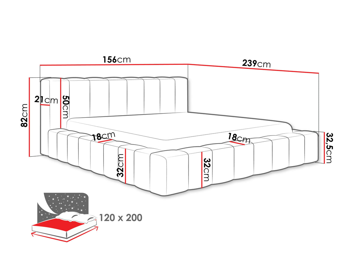 Ágy MAKIRA, Szín: Kronos 29, Alvó felület mérete: 120 x 200 cm