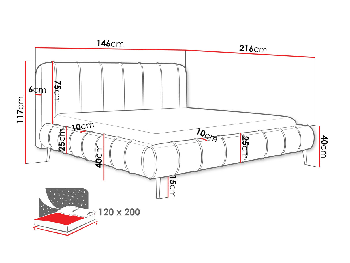 Ágy SLIM XI złote nemgi, Szín: 02, Alvó felület mérete: 120 x 200 cm