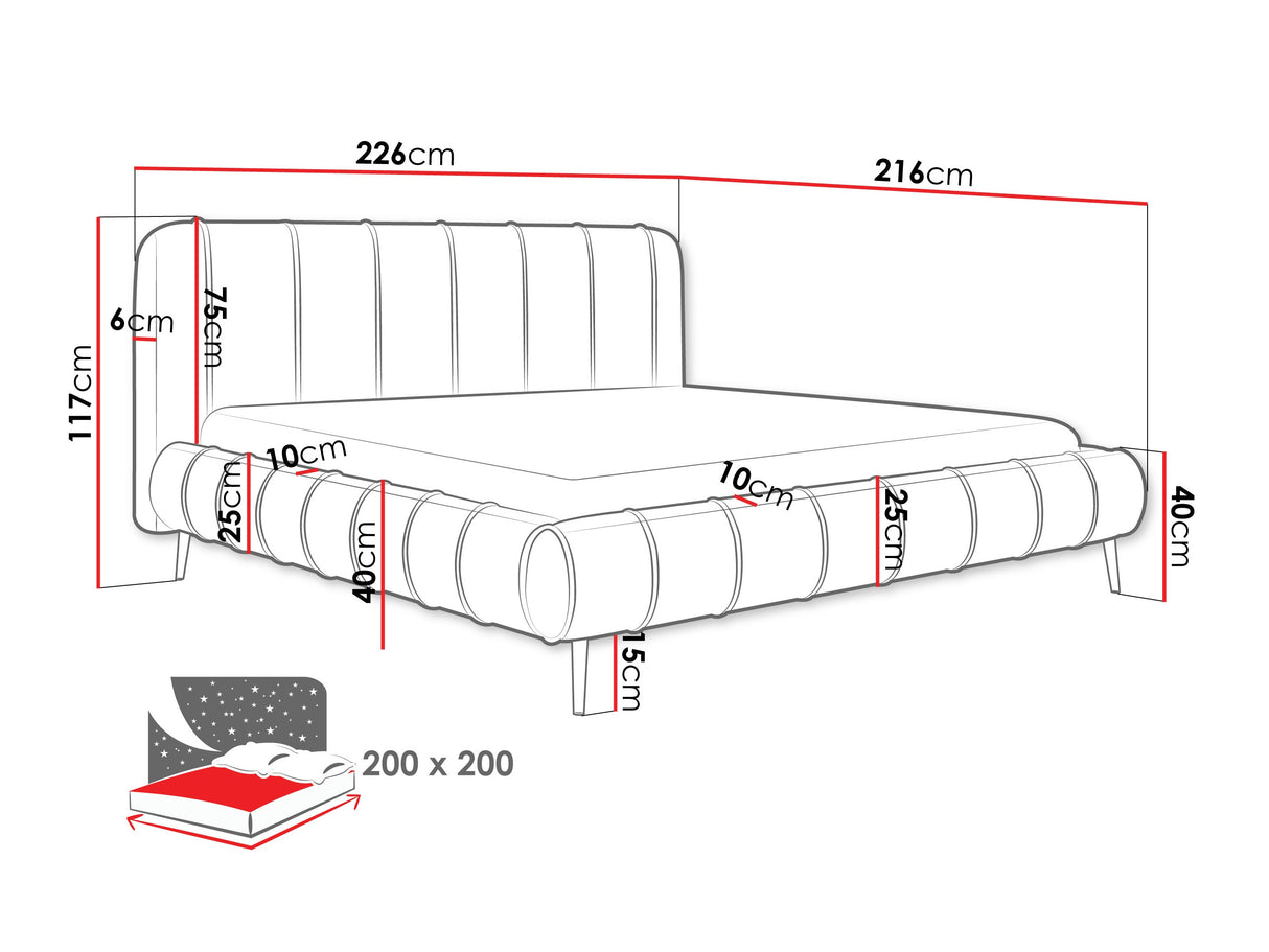 Ágy SLIM XI złote nemgi, Szín: 02, Alvó felület mérete: 200 x 200 cm