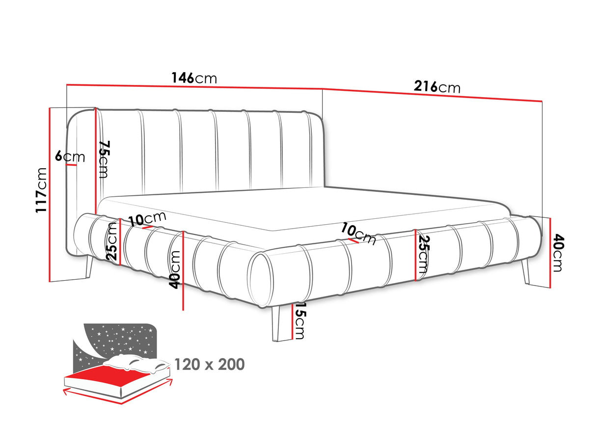 Ágy SLIM XI złote nemgi, Szín: Kronos 07, Alvó felület mérete: 120 x 200 cm