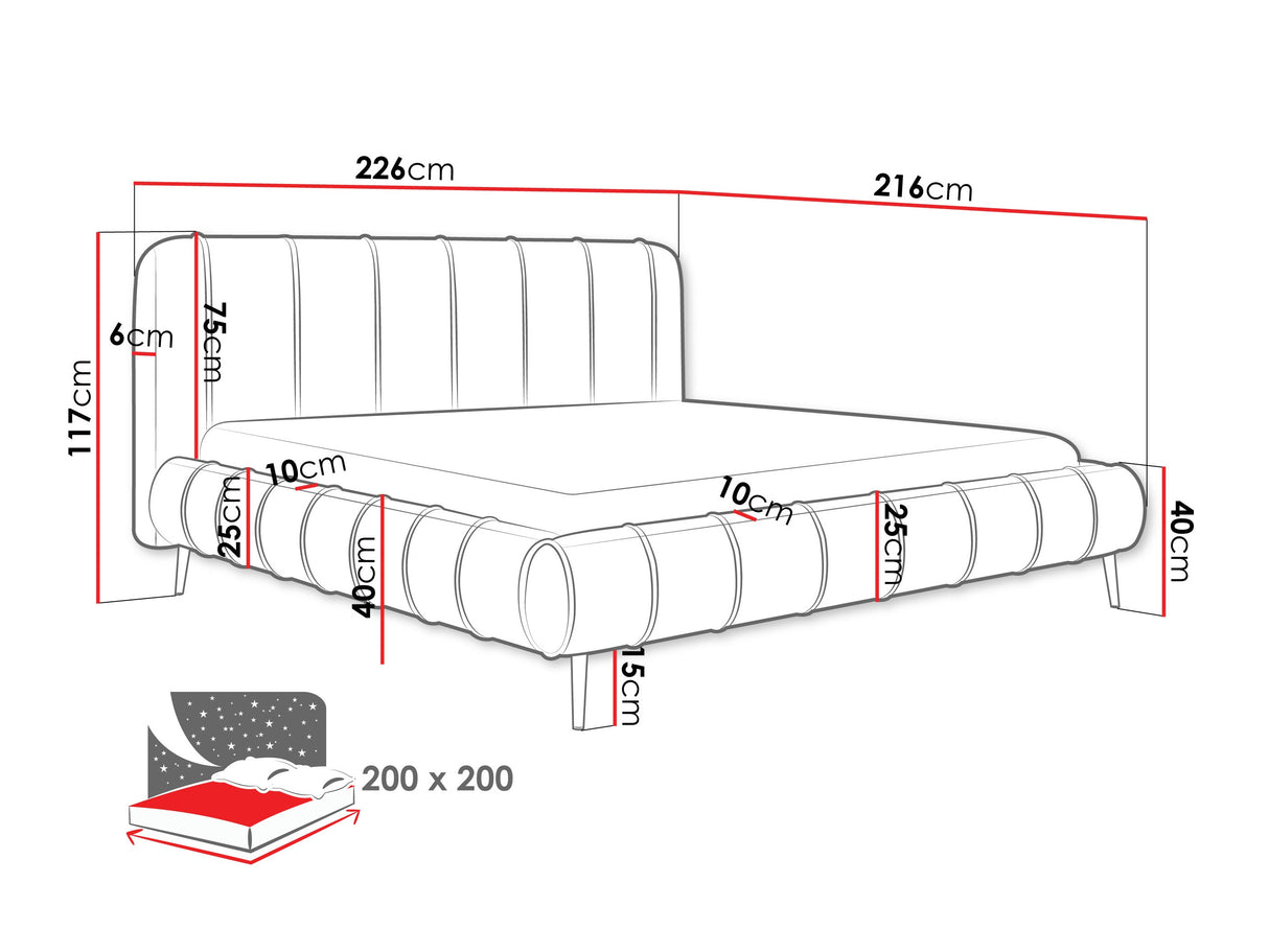 Ágy SLIM XI złote nemgi, Szín: Kronos 07, Alvó felület mérete: 200 x 200 cm