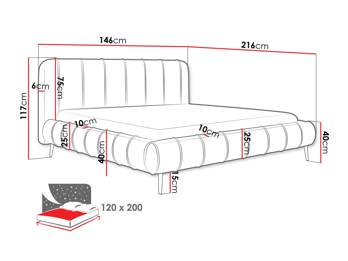 Ágy SLIM XI złote nemgi, Szín: Kronos 38, Alvó felület mérete: 120 x 200 cm