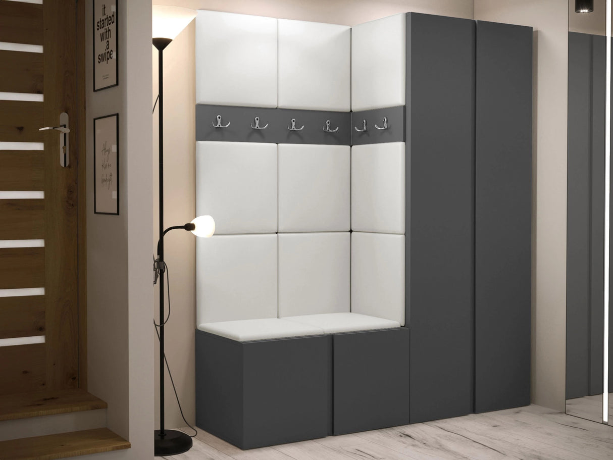 Előszoba garnitúra ORION III (Tavasz III), Keret színe: Grafit, Puha falpanel színe: Lágy öko-bőr 017 4470405