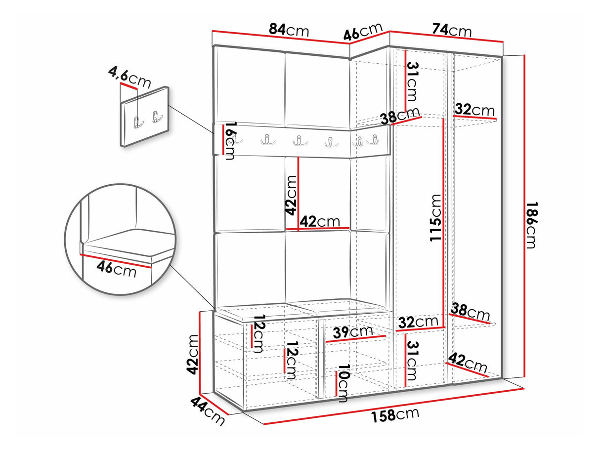 Előszoba garnitúra ORION III (Tavasz III), Keret színe: Grafit, Puha falpanel színe: Manila 04 4470448