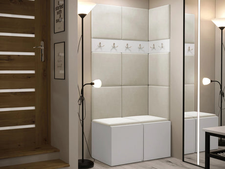 Előszoba garnitúra ORION I (Tavasz I), Keret színe: Fehér, Puha falpanel színe: Manila 02 4471713