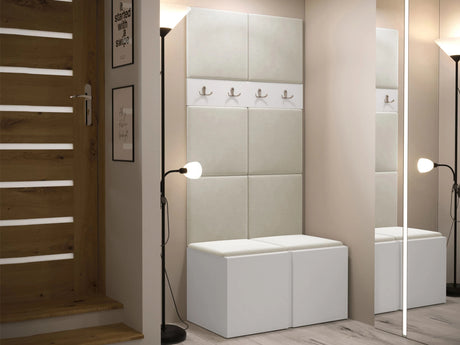 Előszoba garnitúra ORION IV (Tavasz IV), Keret színe: Fehér, Puha falpanel színe: Manila 02 4472681