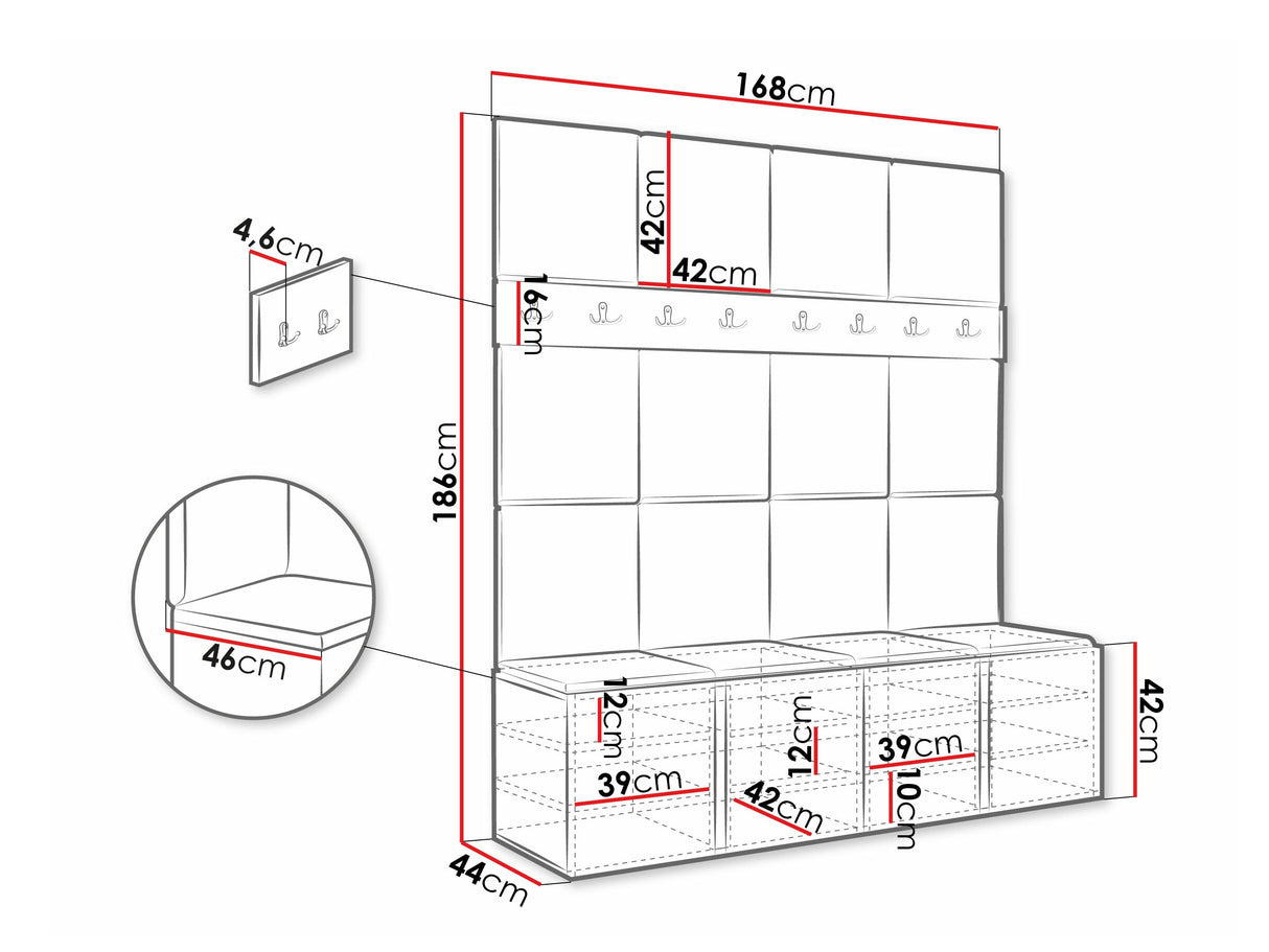 Előszoba garnitúra ORION V (Tavasz V), Keret színe: Grafit, Puha falpanel színe: Manila 16 4473624