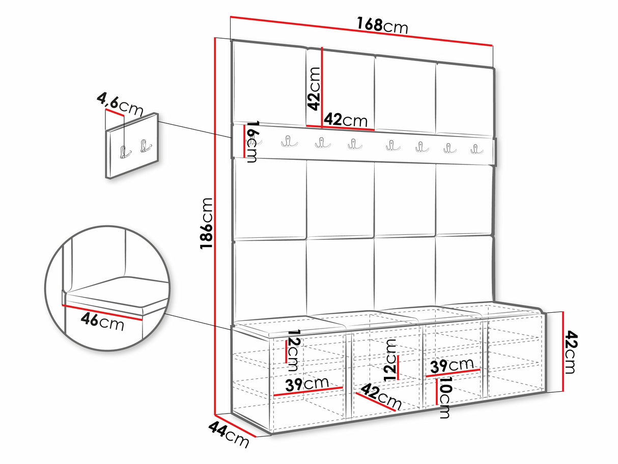 Előszoba garnitúra ORION V (Tavasz V), Keret színe: Kasmír, Puha falpanel színe: Manila 04
