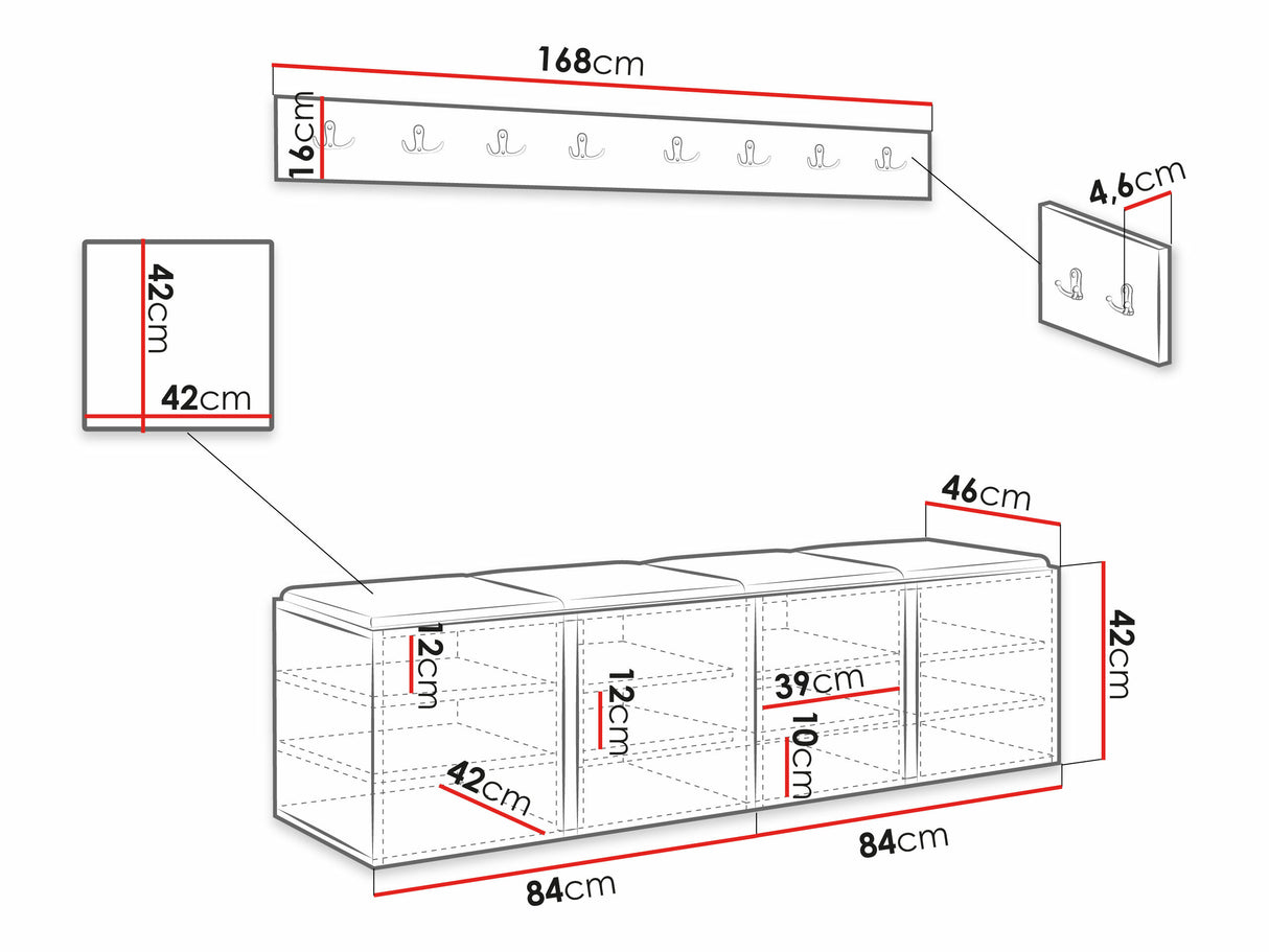 Előszoba garnitúra ORION VII (Tavasz VII), Keret színe: Grafit, Puha falpanel színe: Manila 35 4474703
