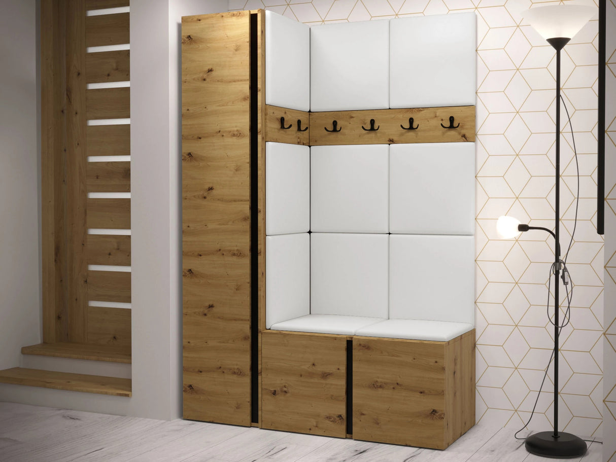 Előszoba garnitúra ORION IX (Tavasz IX), Keret színe: Artisan tölgy, Puha falpanel színe: Lágy öko-bőr 017 4476376