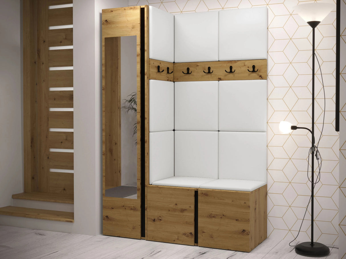 Előszoba garnitúra ORION X (Tavasz X), Keret színe: Artisan tölgy, Puha falpanel színe: Lágy öko-bőr 017 4477308