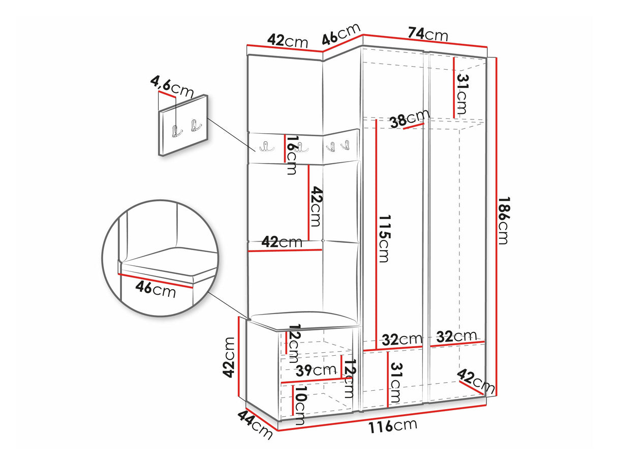 Előszoba garnitúra ORION XXVI (Tavasz XXVI), Keret színe: Artisan tölgy +, Puha falpanel színe: Manila 26 4478688