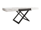 Kihajtható dohányzóasztal SANNA U, színe: Fehér márvány