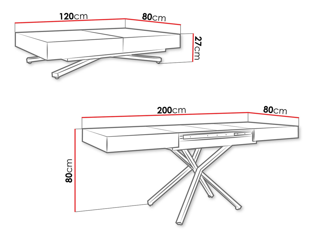 Kihajtható dohányzóasztal SANNA X, színe: Fehér márvány