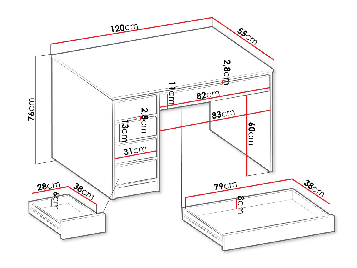 Íróasztal Ada (Heron), Szín: Tölgy