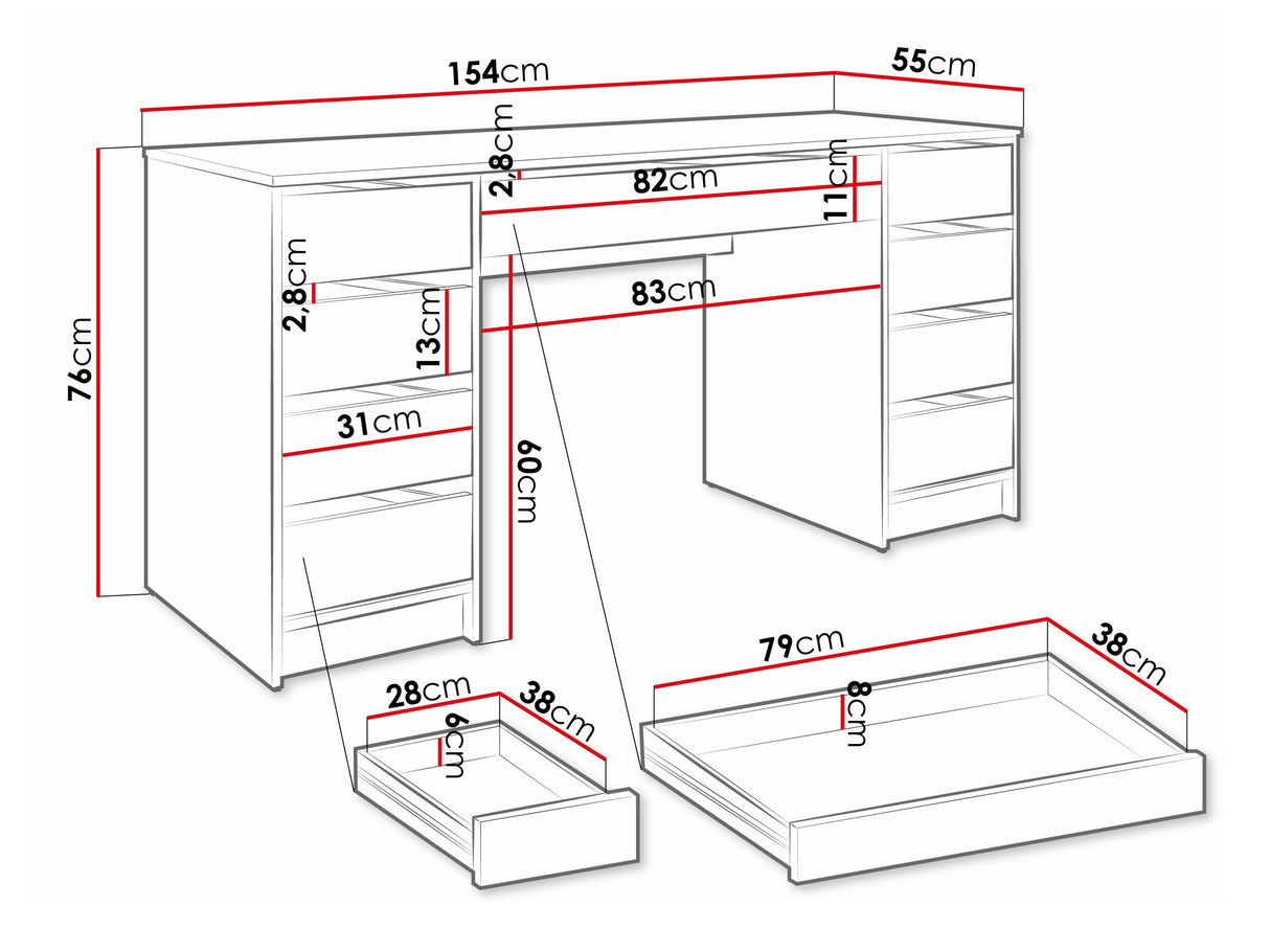 Íróasztal / ADA BIS / (Fényes fehér + Fehér) 4496421