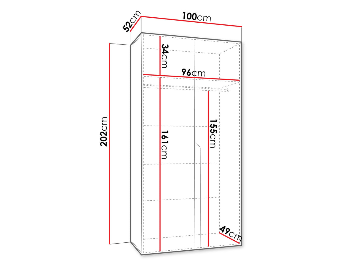Gardróbszekrény MILA 1 100, Szín: Kasmír, Fogantyú színe: