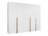 Gardróbszekrény MILA 1 250, Szín: Fehér, Fogantyú színe: Aranysárga