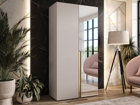 Gardróbszekrény MILA 2 100, Szín: Kasmír, Fogantyú színe: Aranysárga