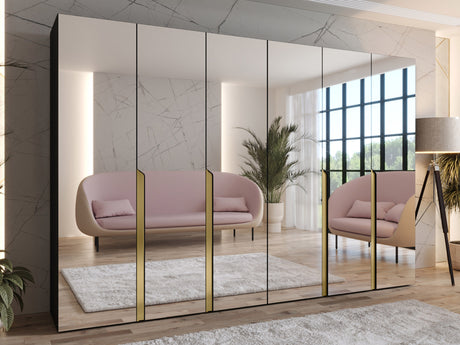 Gardróbszekrény MILA 3 300, Szín:, Fogantyú színe: Aranysárga