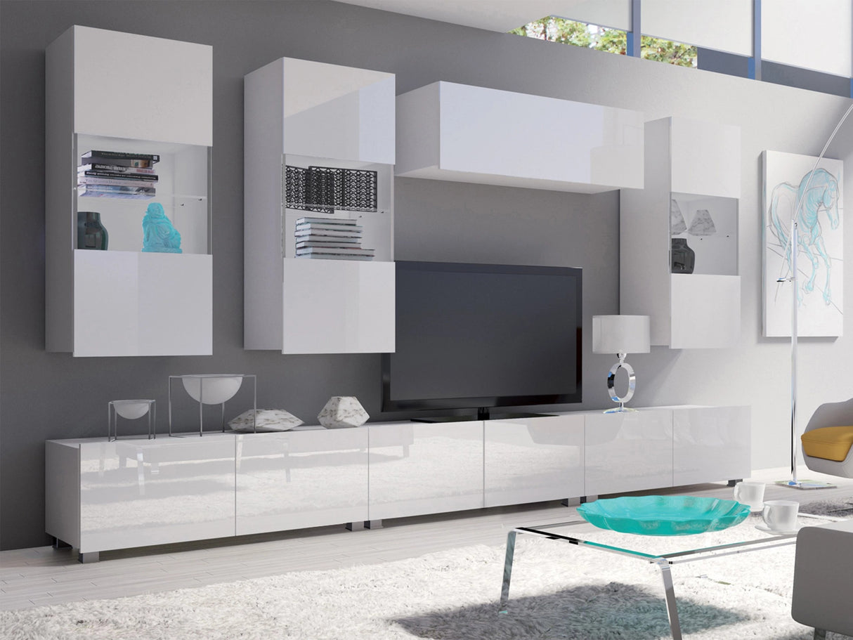 Fali szekrény Calabrini (Bralani BR05), -világítás: Nem, Szín: Fehér + Fényes fehér 4508400