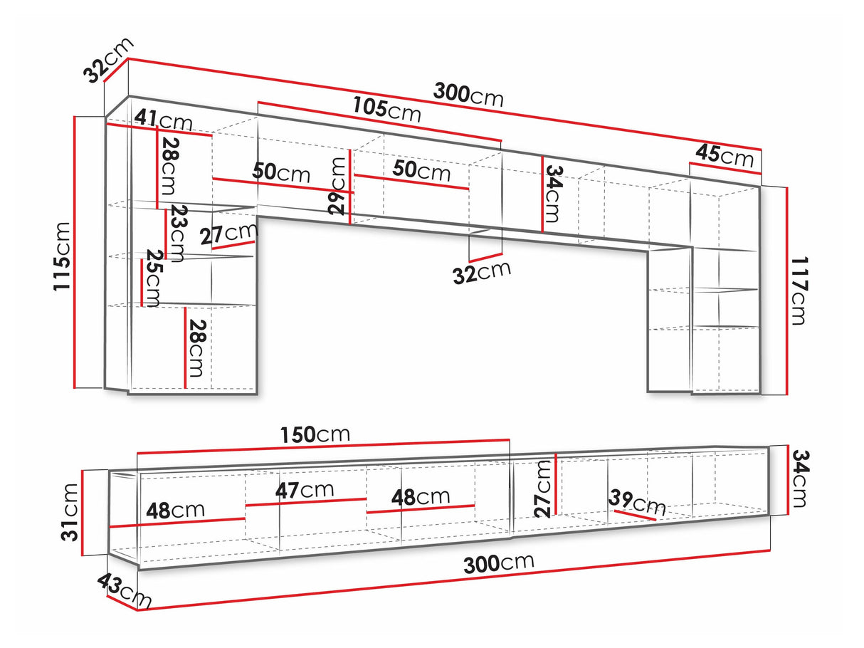 Nappali szett Calabrini (Bralani I), Szín: + Fehér + Fényes fehér, -világítás: Fehér 4510374