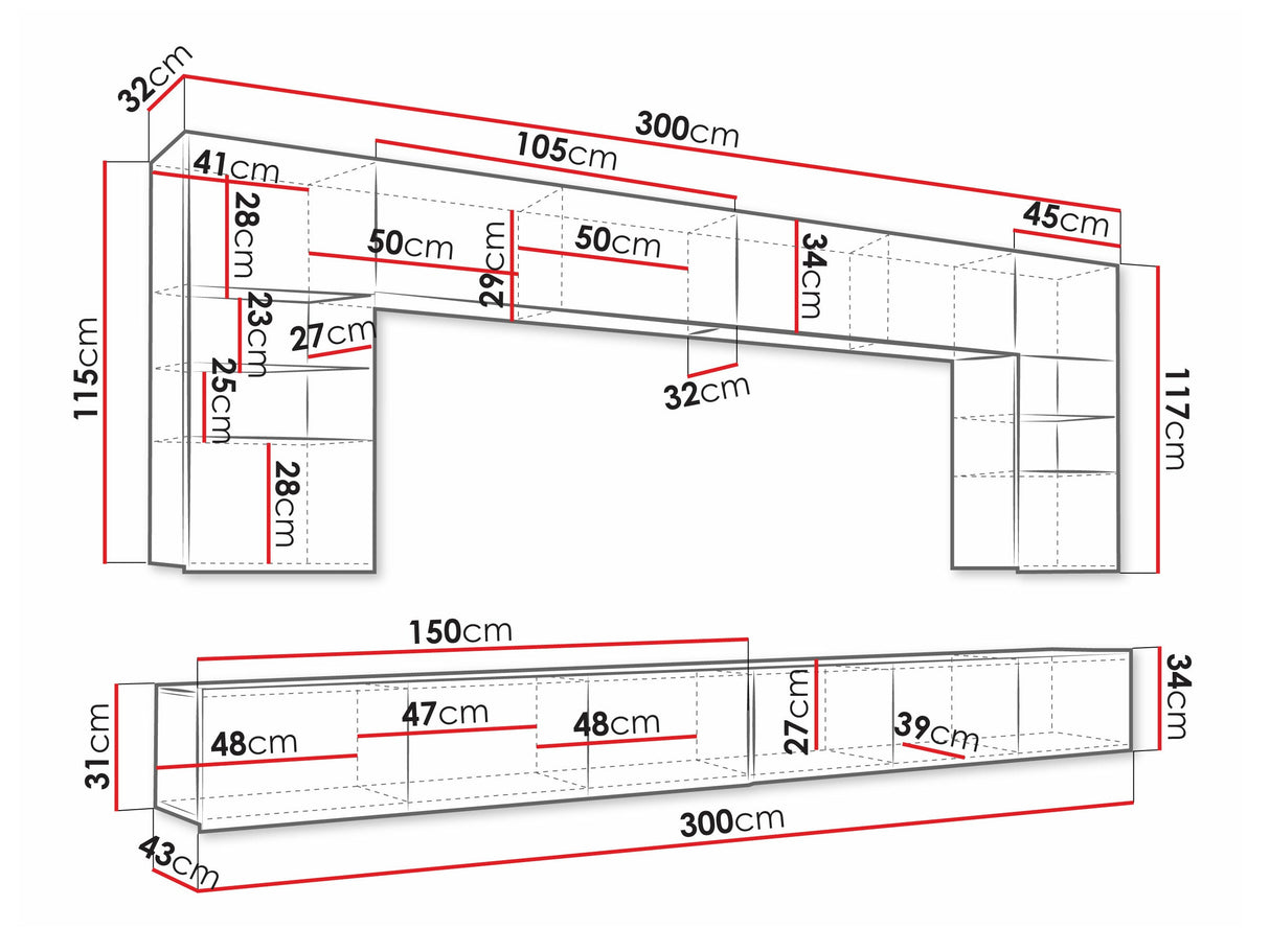 Nappali szett Calabrini (Bralani I), Szín: + Fehér + Fényes fehér, -világítás: Kék 4510383