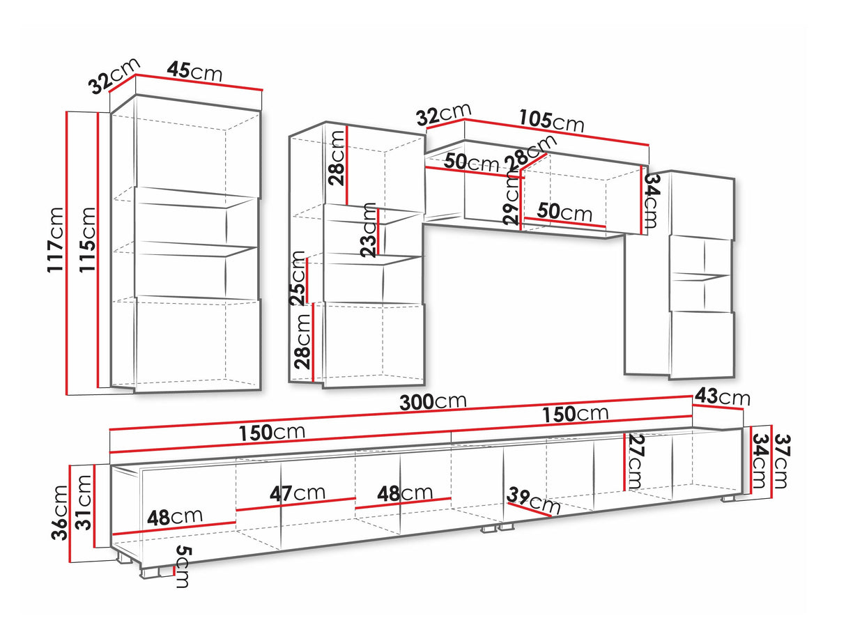 Nappali szett Calabrini (Bralani V, -világítás: Nem, Szín: Fehér + Fényes fehér 4510701