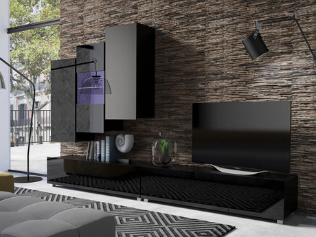 Nappali szett Calabrini (Bralani XVII), -világítás: Kék, Szín: Fényes fekete 4511512