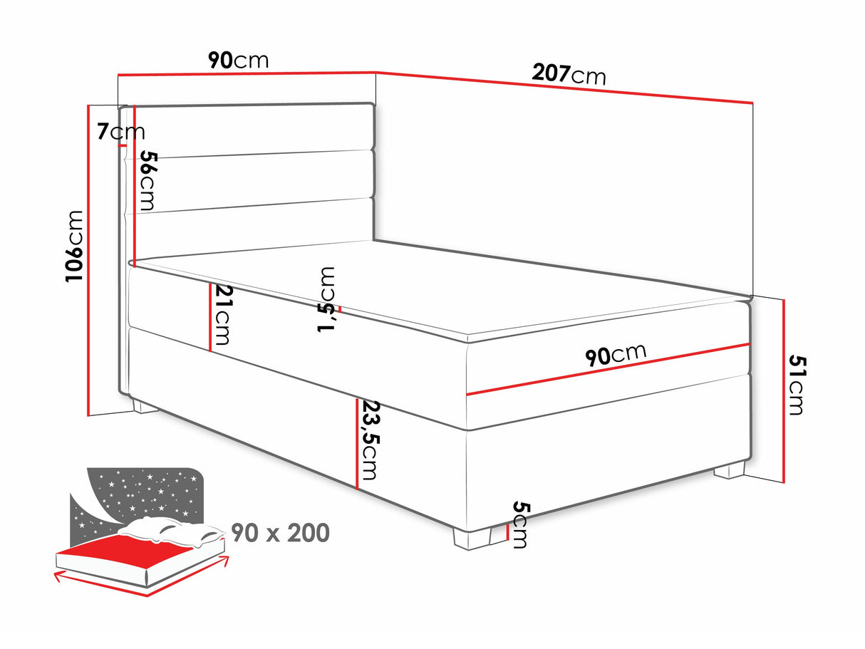 Kontinentális ágy ELEN, Szín: Manila 14, Alvó felület mérete: 90 x 200 cm 4516719