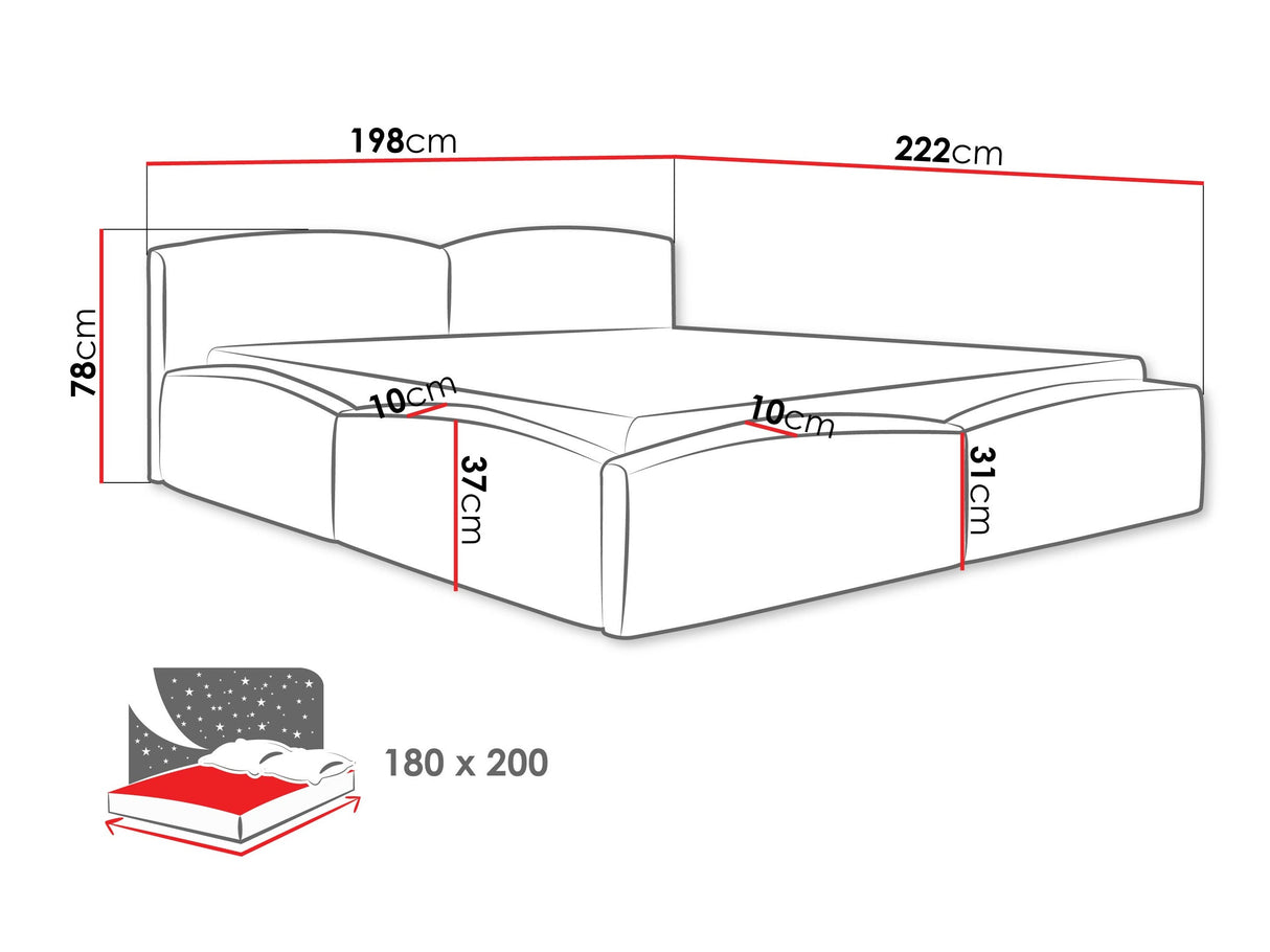 Ágy MIRALA, Szín: Lumo 30, Alvó felület mérete: 180 x 200 cm