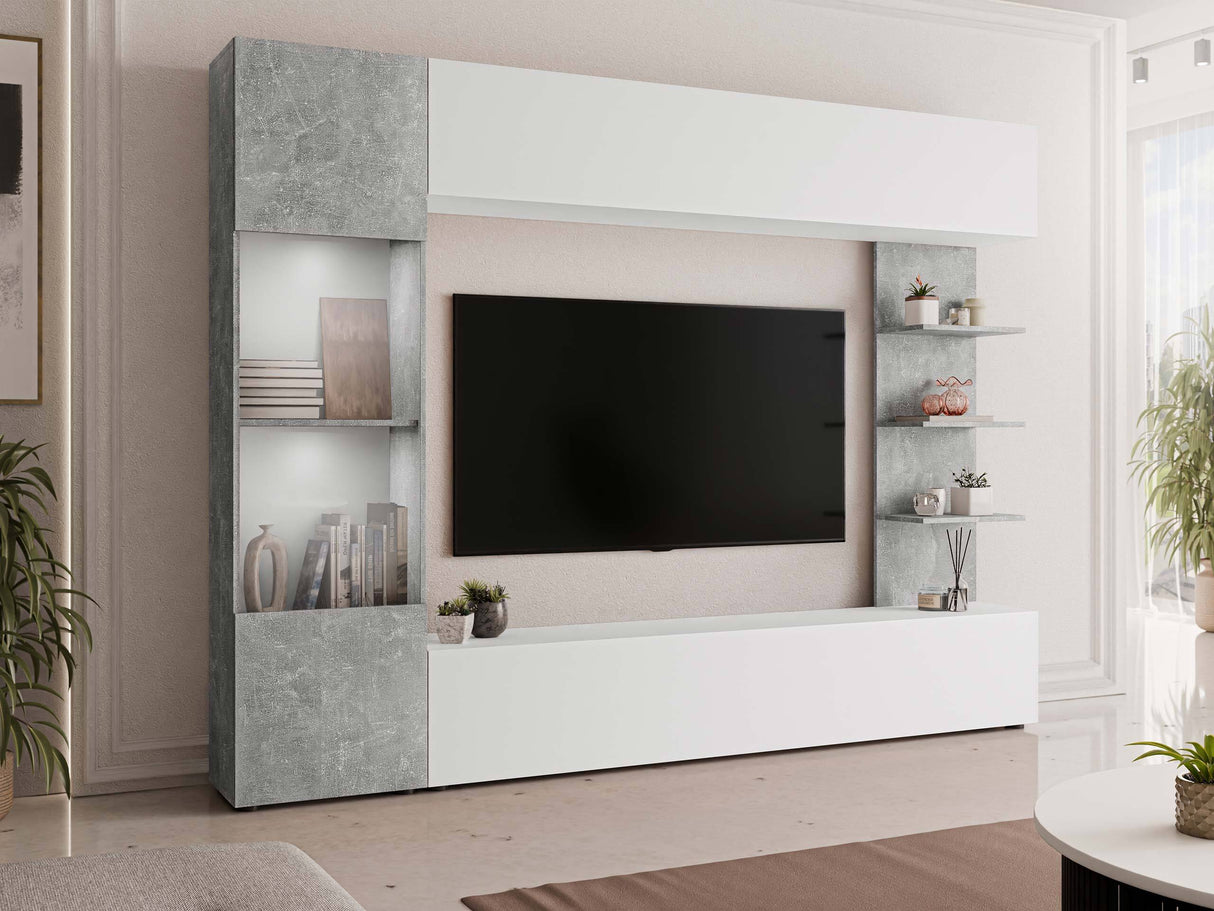 Nappali szett LAZANDO, -világítás: Igen, Szín: Fehér + Beton 4524588