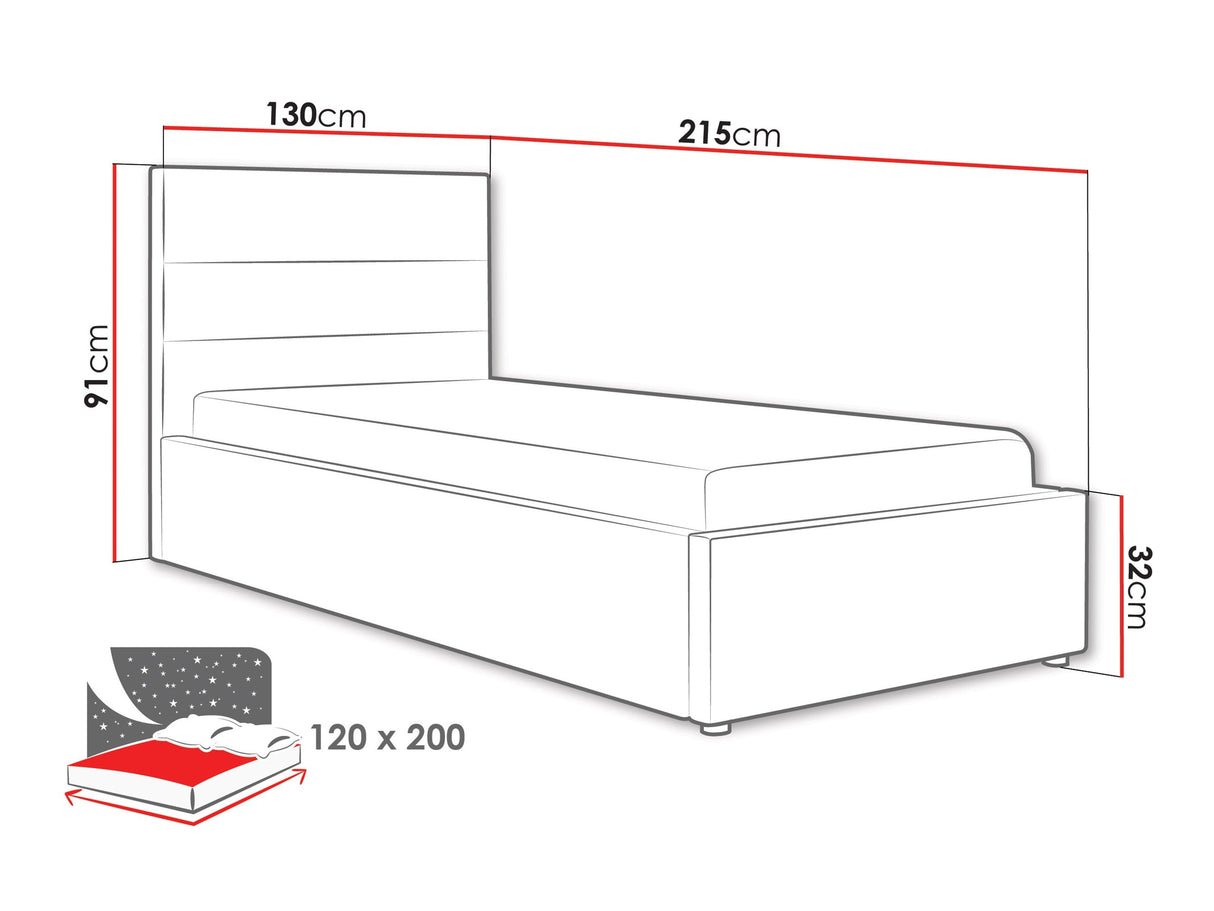 Ágy LUTKO, Szín: Hlr 19, Alvó felület mérete: 120 x 200 cm